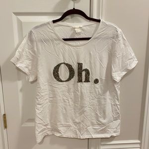 “Oh.” H&M tee